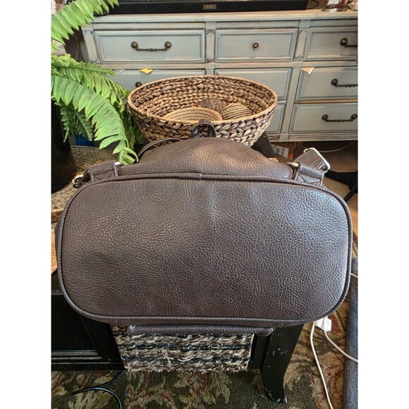 Guess USA Leather Brown Backpack Vintage Buckle Y2k Long Drawstring - Picture 3 of 9